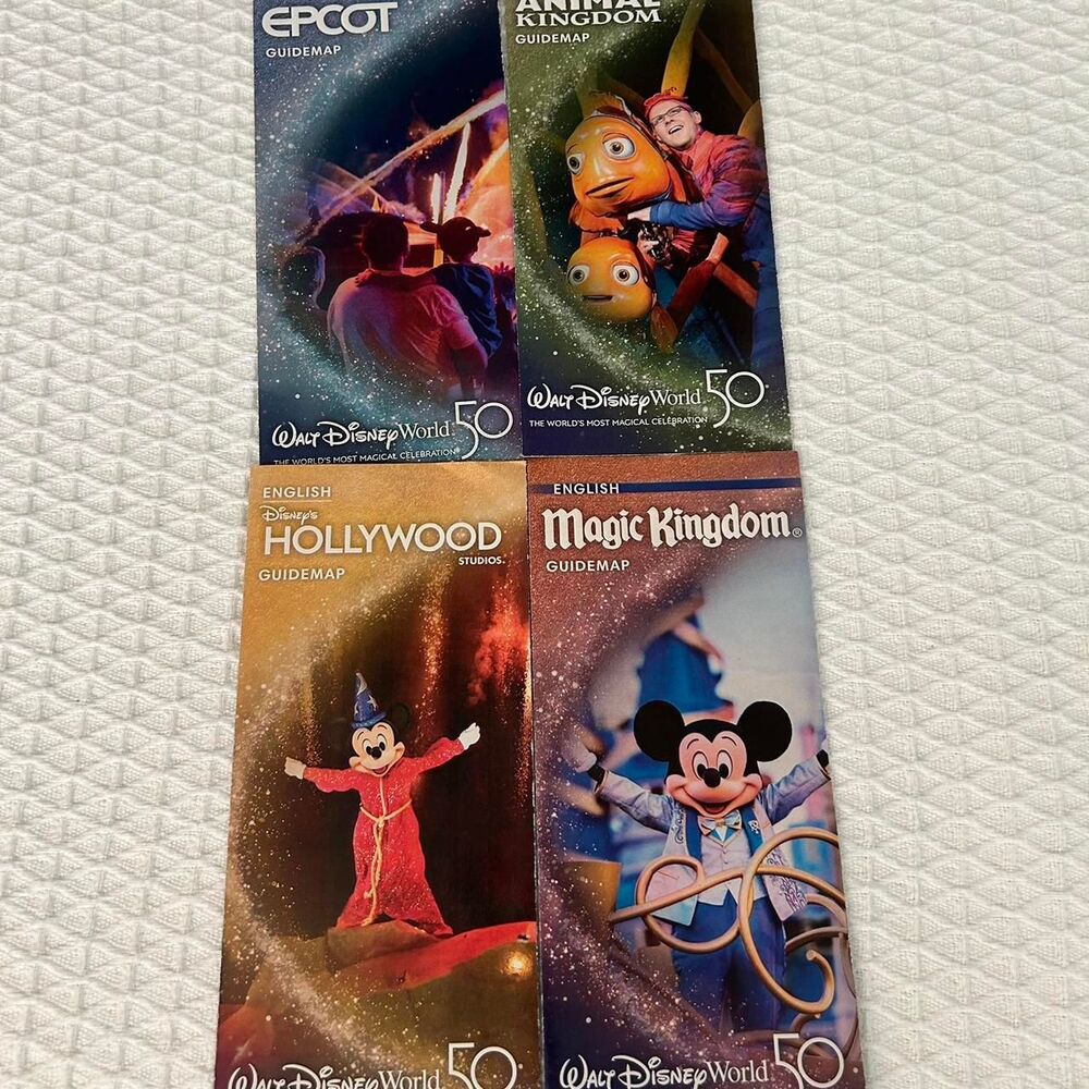 Disney World 50th Anniversary guide maps, set of 4.